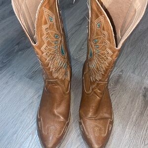 Coconuts by Matisse Tan Embroidered Heeled Boots